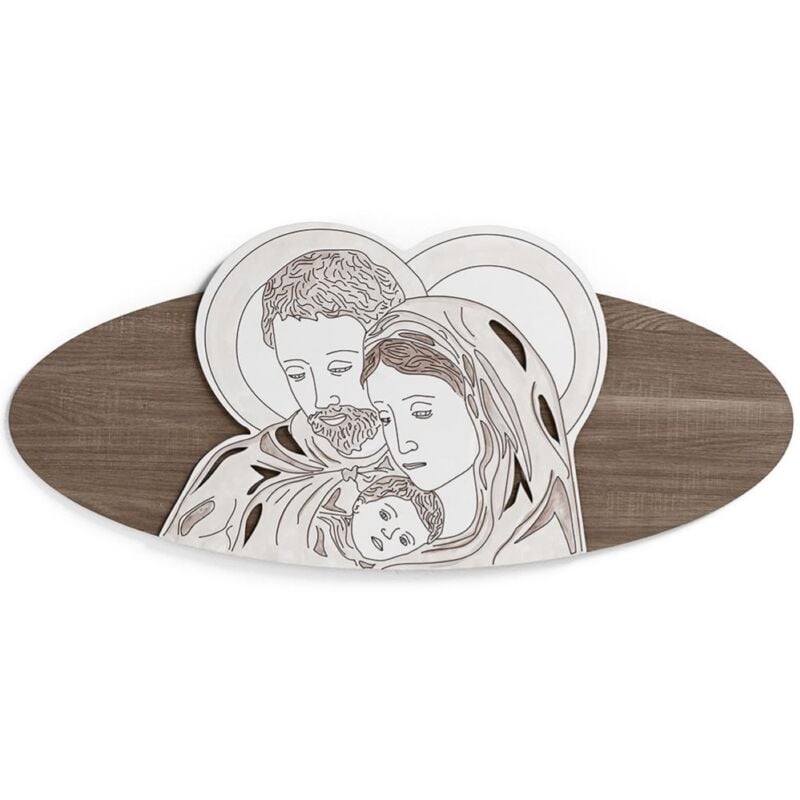 foto del prodotto liberoshopping capezzale ovale sacra famiglia 59x119 cm in legno laminato modello 3