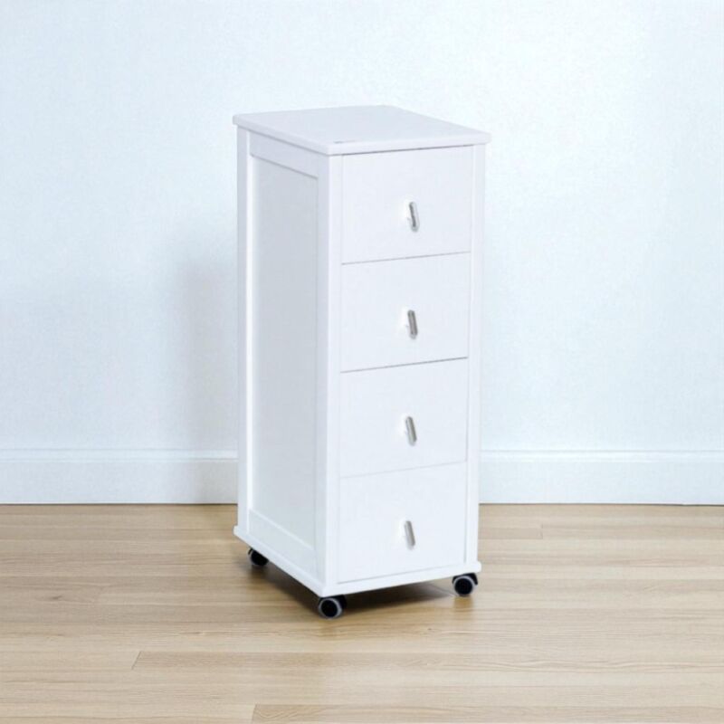 foto del prodotto liberoshopping carrello cassettiera pokerino in legno a 4 cassetti bianco