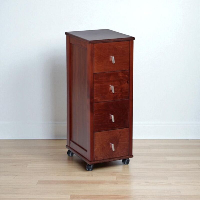 foto del prodotto liberoshopping carrello cassettiera pokerino in legno a 4 cassetti noce