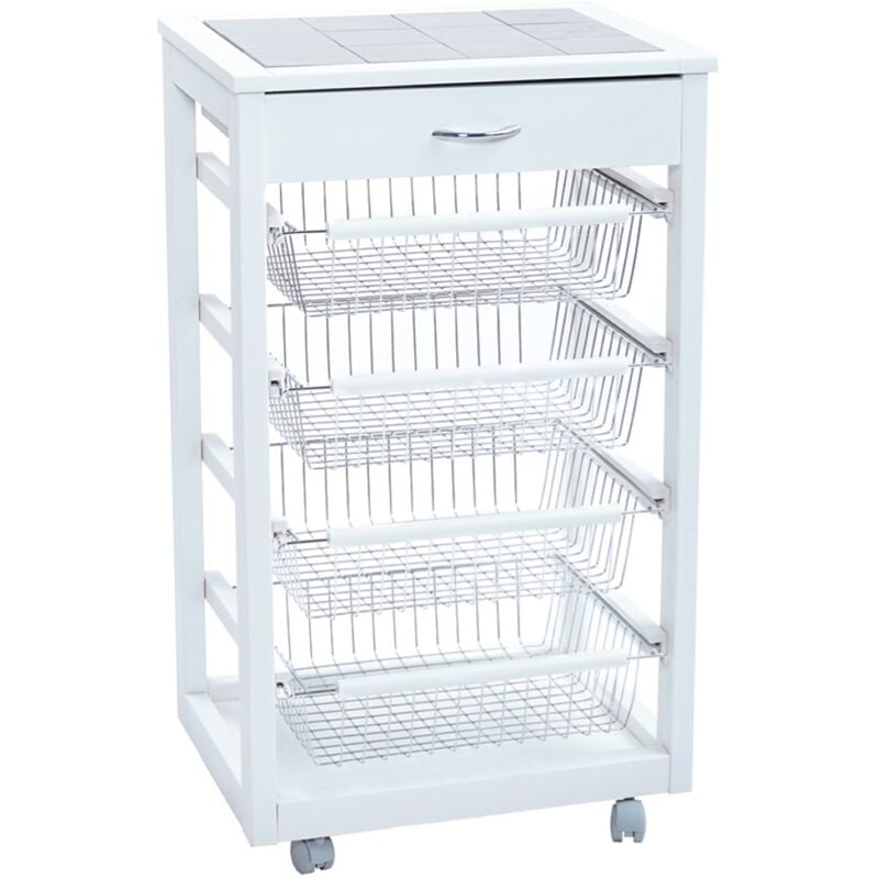 foto del prodotto liberoshopping carrello cucina portafrutta con cassetto portaoggetti bianco