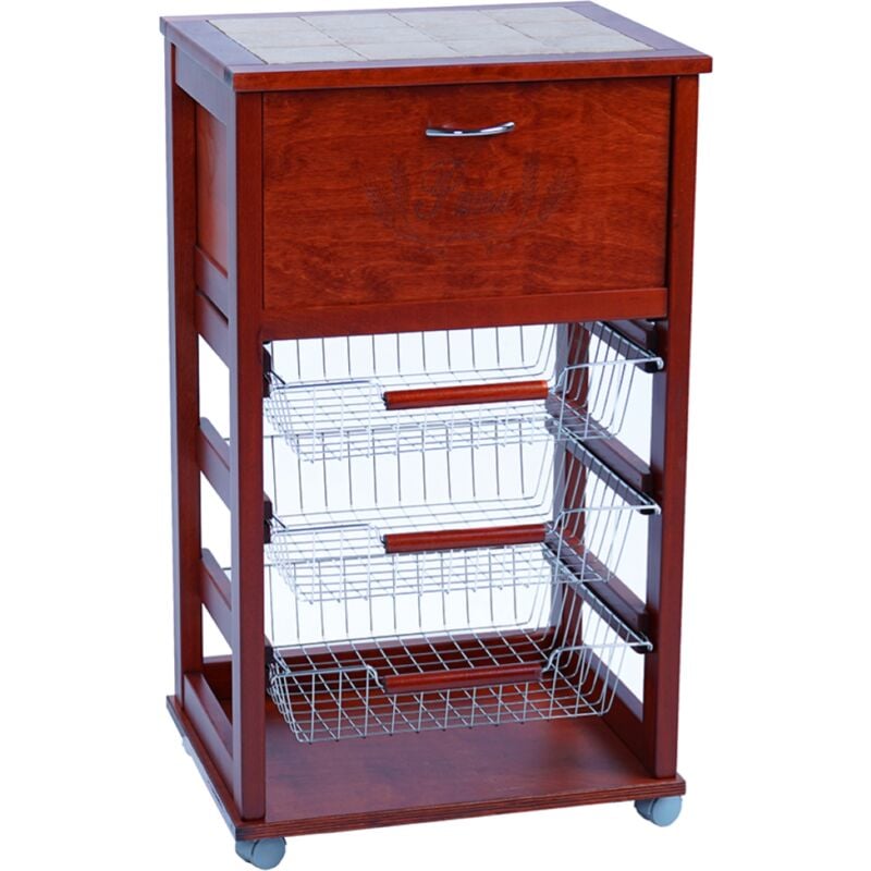 foto del prodotto liberoshopping carrello cucina portafrutta con portapane ciliegio