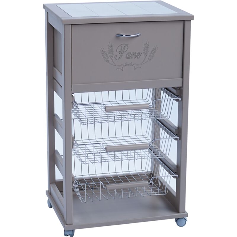 foto del prodotto liberoshopping carrello cucina portafrutta con portapane laccato tortora
