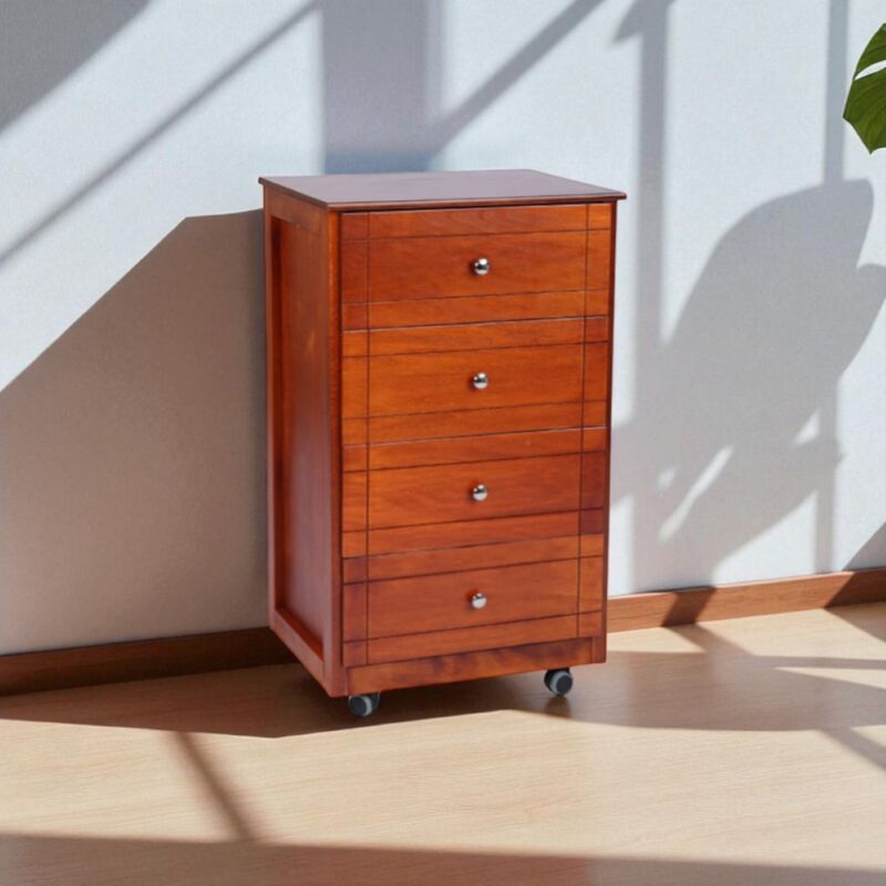 foto del prodotto liberoshopping carrello da cucina cassettiera con piano in legno giada ciliegio