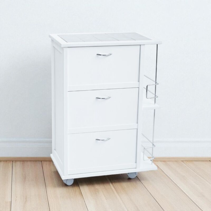 foto del prodotto liberoshopping carrello da cucina con ante a ribalta e portabottiglie bianco