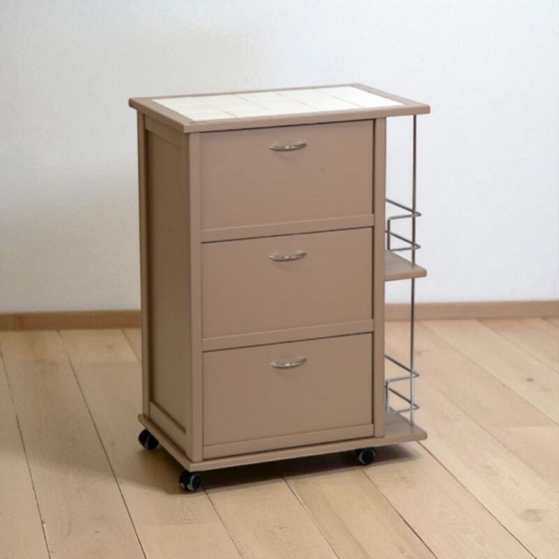 foto del prodotto liberoshopping carrello da cucina con ante a ribalta e portabottiglie tortora