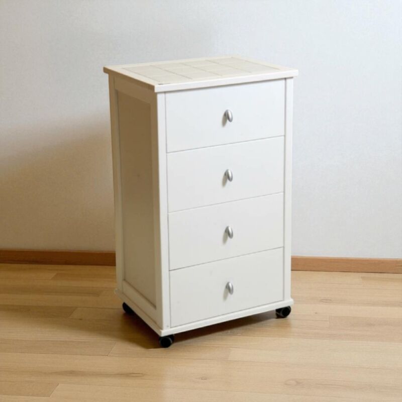 foto del prodotto liberoshopping carrello da cucina poker con cassetti e piano in ceramica bianco