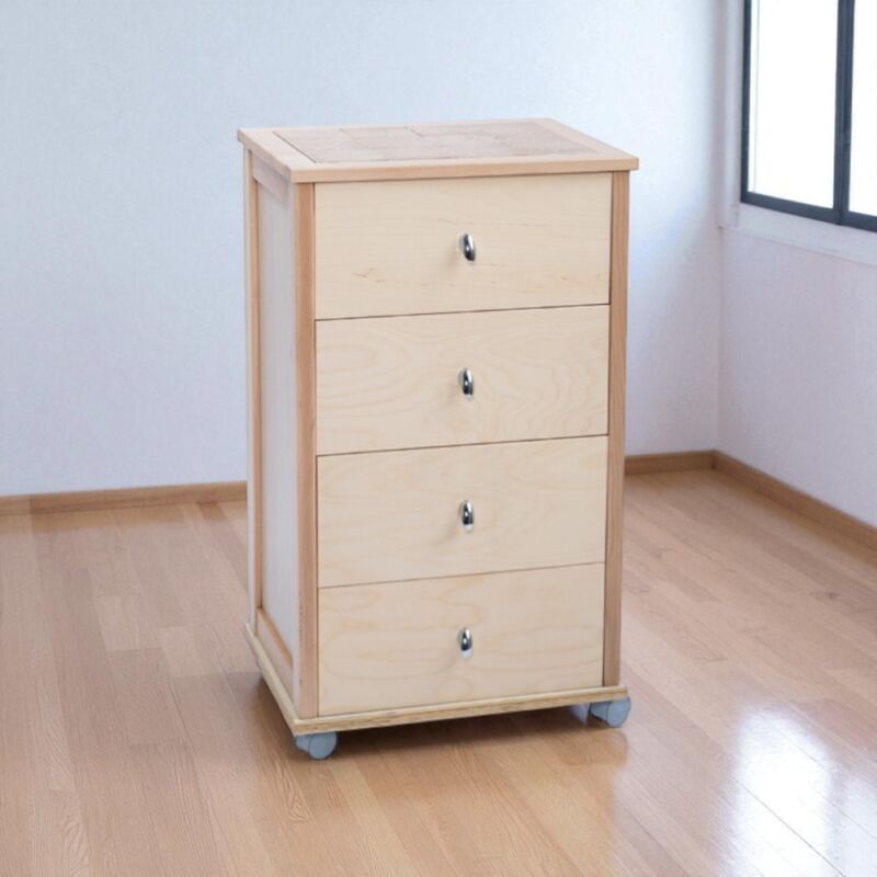 foto del prodotto liberoshopping carrello da cucina poker con cassetti e piano in ceramica naturale
