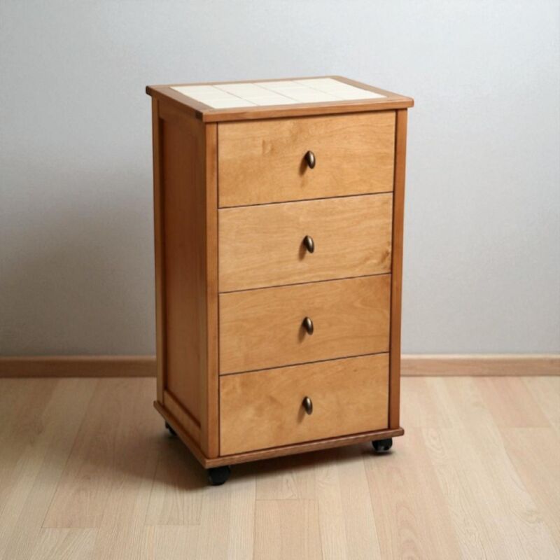 foto del prodotto liberoshopping carrello da cucina poker con cassetti e piano in ceramica rovere