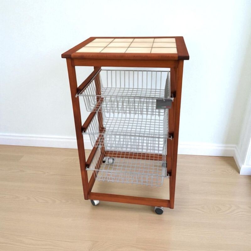 foto del prodotto liberoshopping carrello da cucina portafrutta con 3 cestelli senza base ciliegio