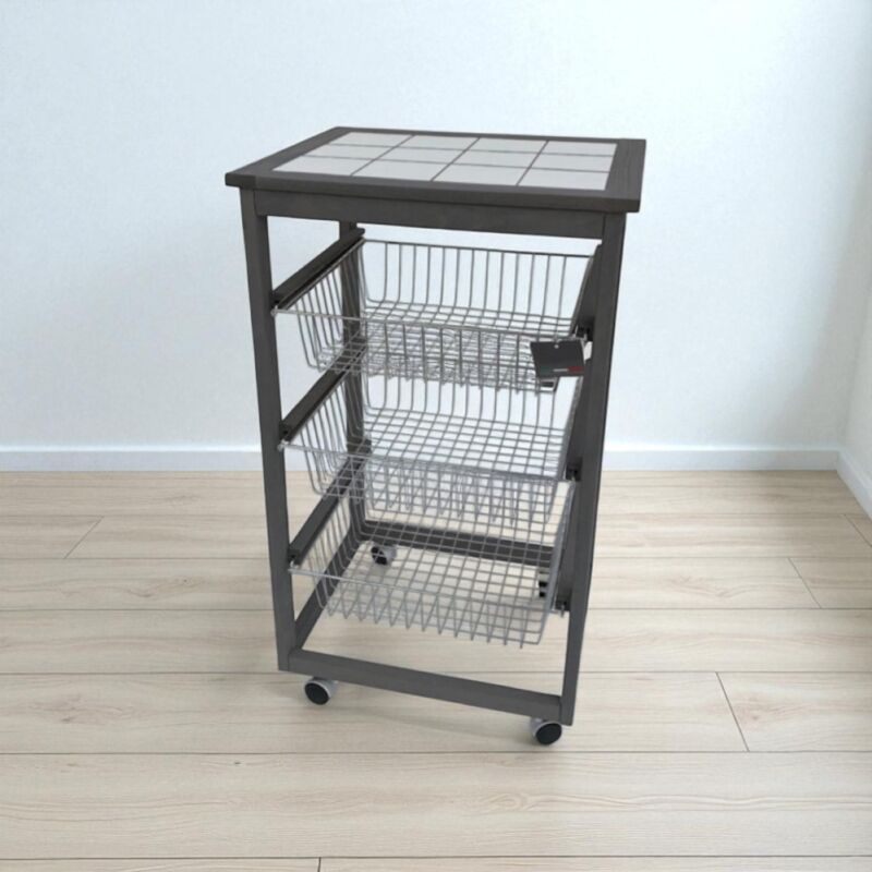 foto del prodotto liberoshopping carrello da cucina portafrutta con 3 cestelli senza base grigio