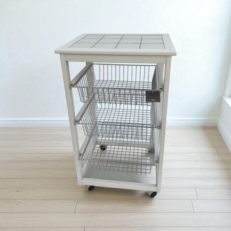 foto del prodotto liberoshopping carrello da cucina portafrutta con 3 cestelli senza base laccato bianco