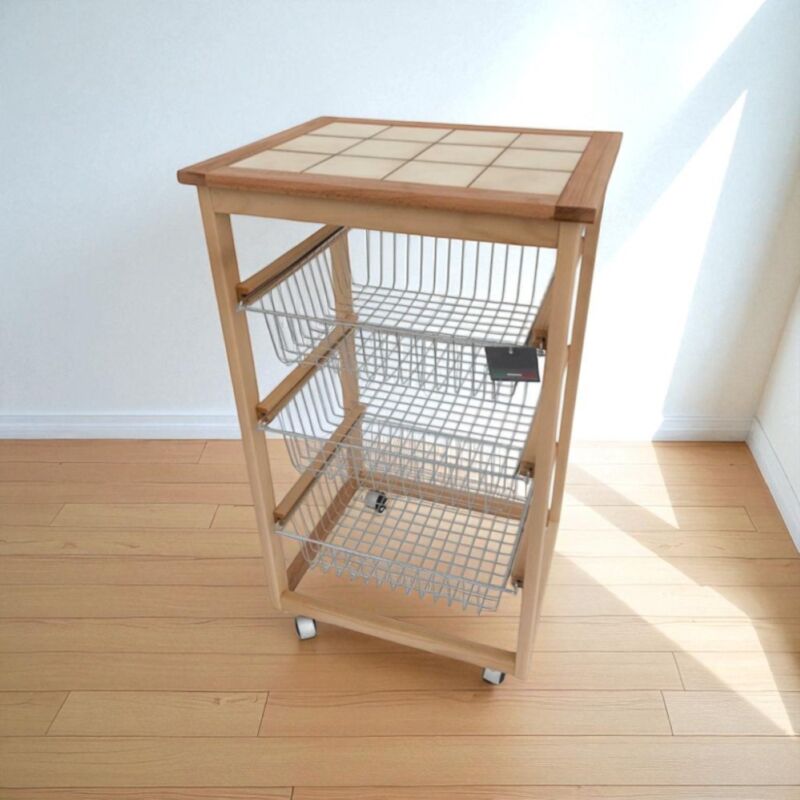 foto del prodotto liberoshopping carrello da cucina portafrutta con 3 cestelli senza base naturale