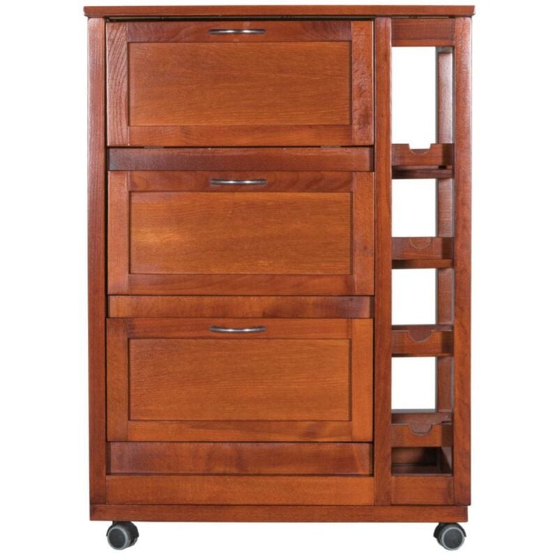 foto del prodotto liberoshopping - carrello mobiletto con ante a ribalta e portabottiglie in legno noce