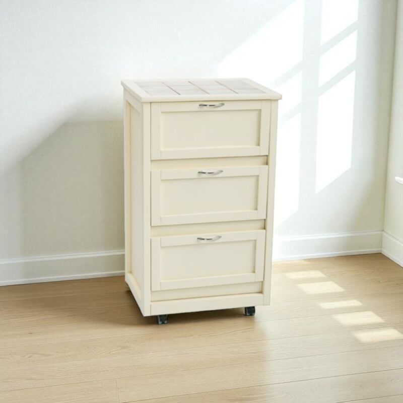 foto del prodotto liberoshopping carrello mobiletto con ante in legno a ribalta avorio landhell