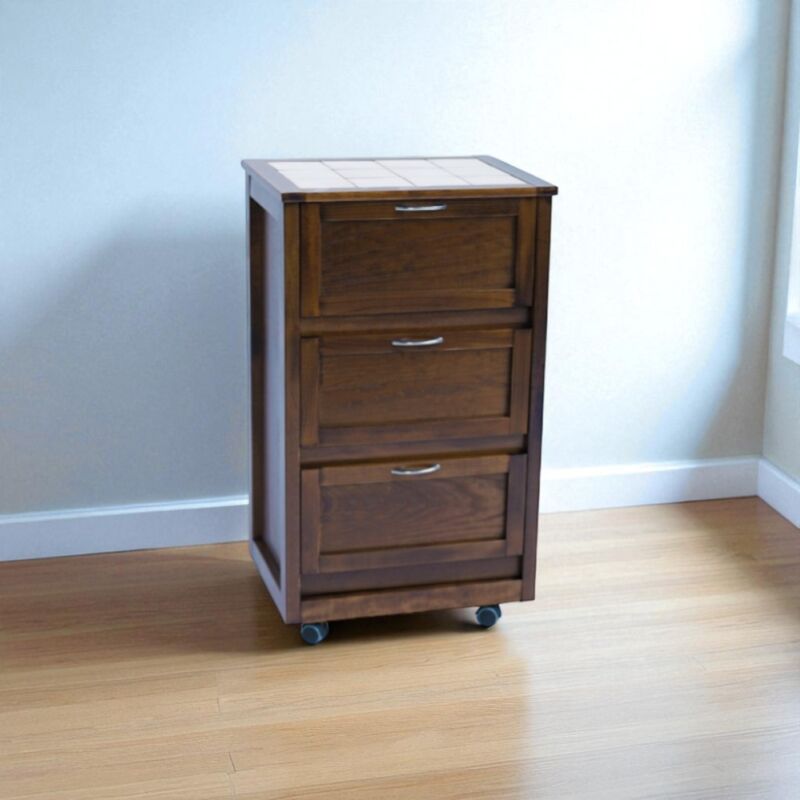 foto del prodotto liberoshopping carrello mobiletto con ante in legno a ribalta noce landhell