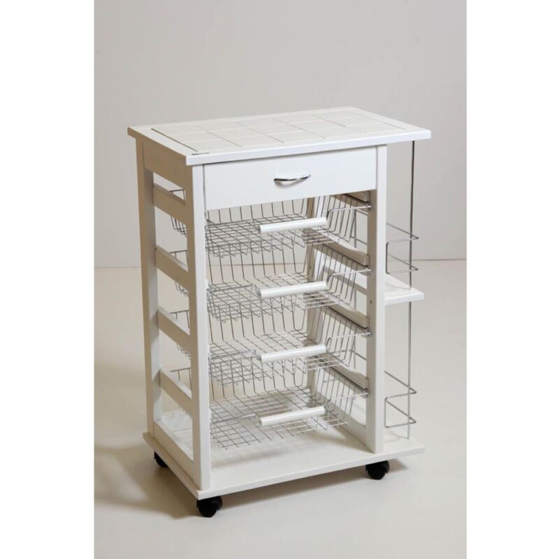 foto del prodotto liberoshopping carrello porta frutta con cassetto e bottigliera bianco