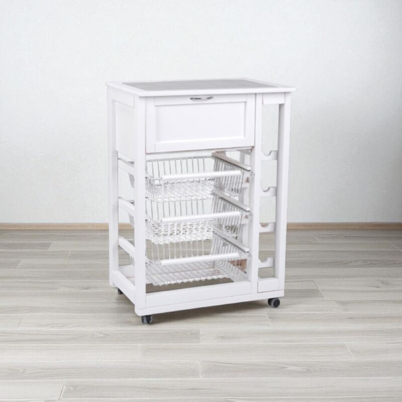 foto del prodotto liberoshopping carrello portafrutta con portapane e portabottiglie bianco