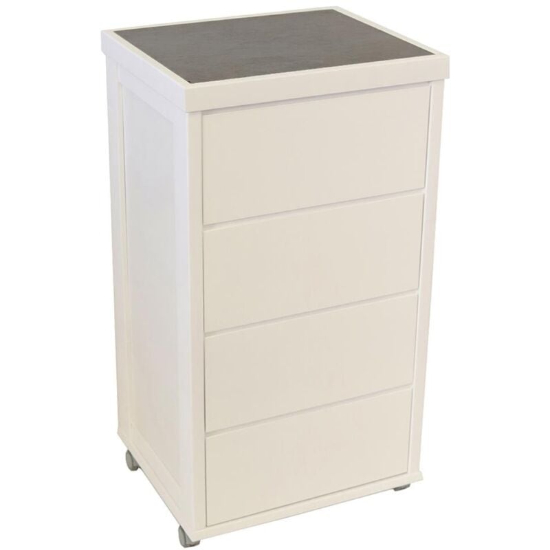 foto del prodotto liberoshopping carrello salvaspazio in legno faggio con cassetti landhell bianco