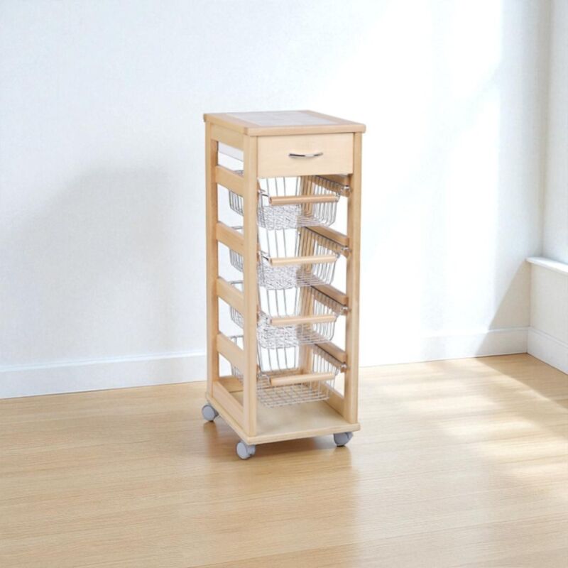foto del prodotto liberoshopping carrello salvaspazio portafrutta e cassetti naturale