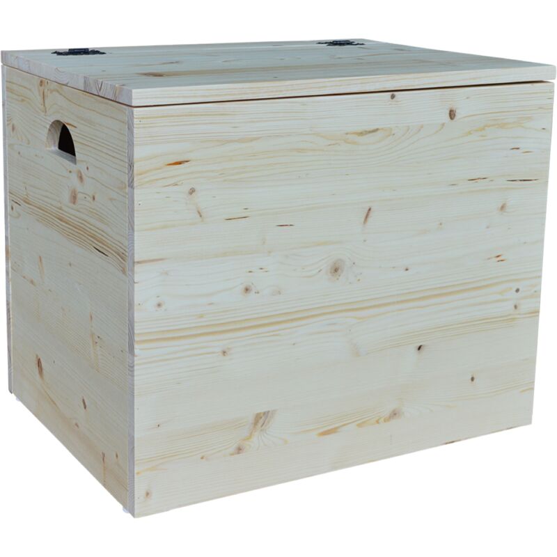 foto del prodotto liberoshopping cassapanca pouf contenitore in legno massello naturale cm 58
