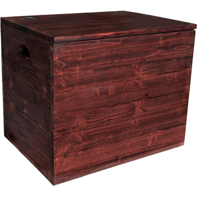 foto del prodotto liberoshopping cassapanca pouf contenitore in legno massello noce cm 58