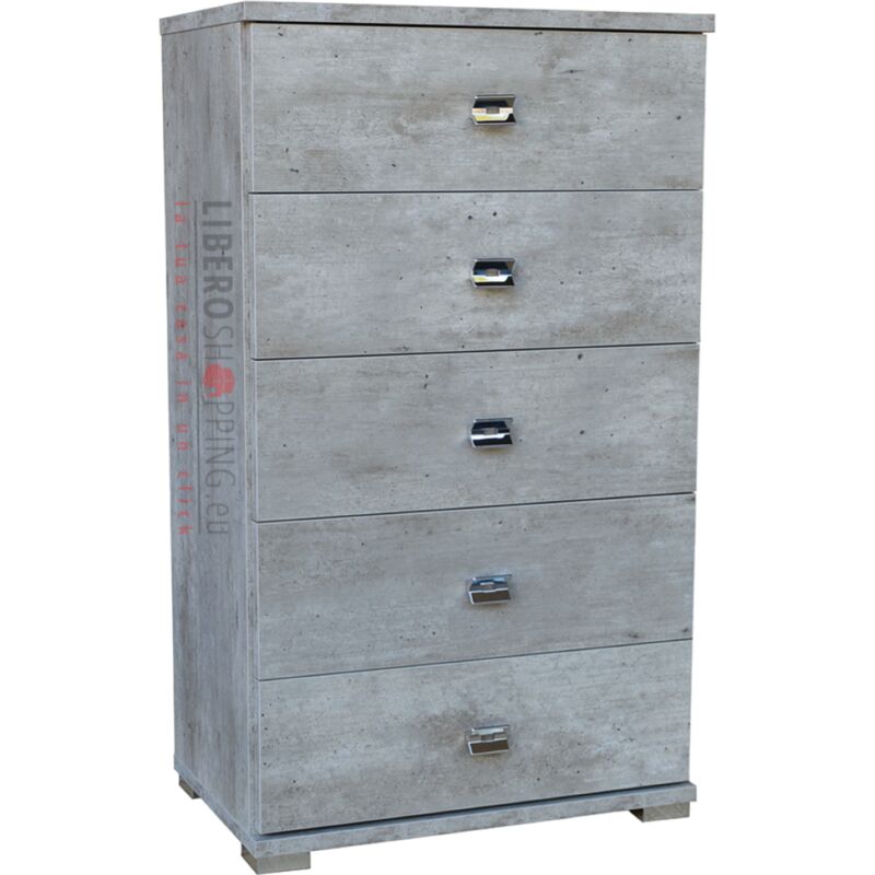 foto del prodotto liberoshopping cassettiera 5 cassetti in legno 53x91h cm cemento