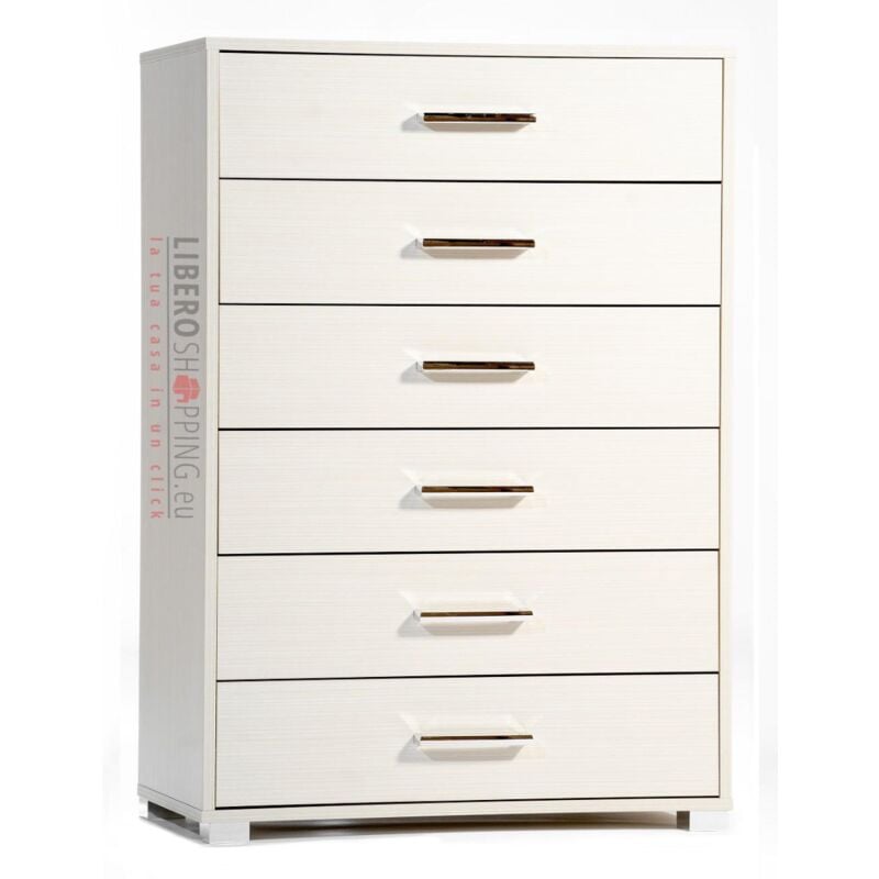 foto del prodotto liberoshopping cassettiera in legno con 6 cassetti 81x118h cm bianco frassino