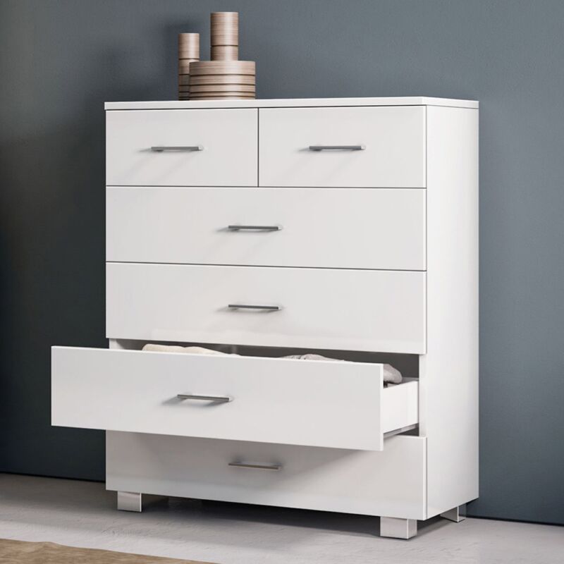 foto del prodotto liberoshopping cassettiera multiuso 81x103h cm con 4 2 cassetti in legno bianco lucido