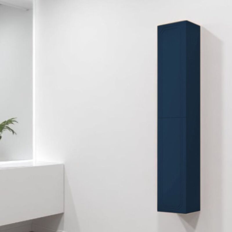 foto del prodotto liberoshopping colonna da bagno sospesa maya reversibile a 2 ante blu opaco