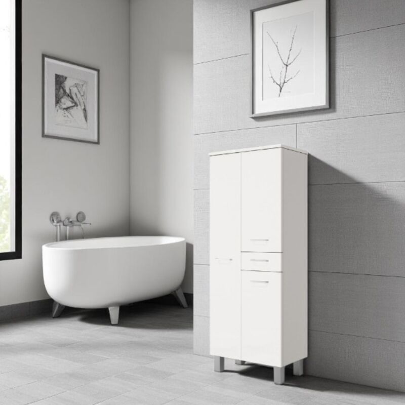 foto del prodotto liberoshopping colonna doppia multiuso gaia con 3 ante e 1 cassetto bianco lucido