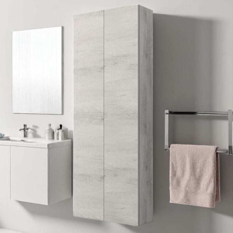 foto del prodotto liberoshopping - colonna doppia sospesa 60x22 cm a 2 ante reversibile quercia bianco