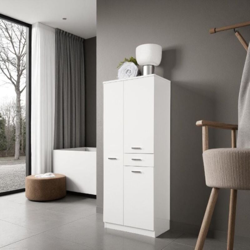foto del prodotto liberoshopping colonna multiuso classic 60x34 con ante e cassetto bianco lucido