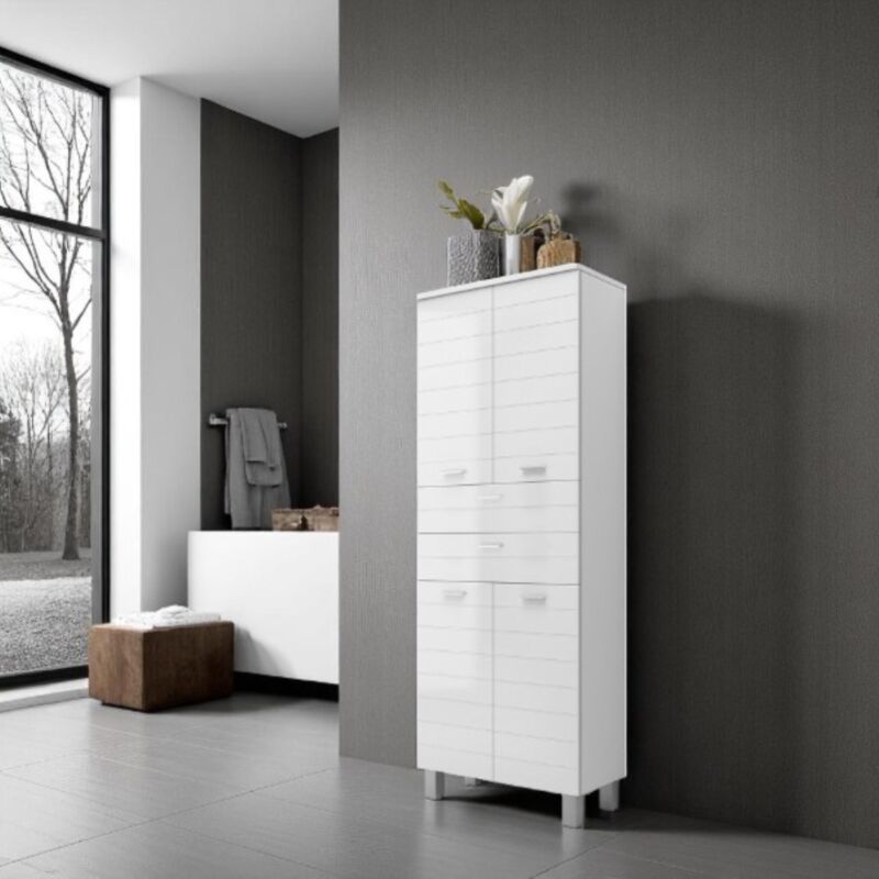 foto del prodotto liberoshopping colonna multiuso con 4 ante e 2 cassetti h195 rigo bianco lucido
