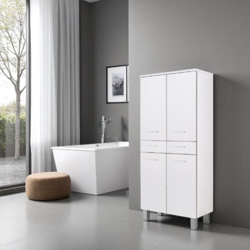 foto del prodotto liberoshopping colonna multiuso doppia gaia con 4 ante 2 cassetti bianco frassino