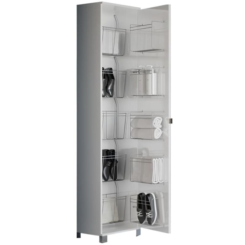 foto del prodotto liberoshopping colonna singola a scarpiera bianco lucido con anta a specchio 42xh190 cm