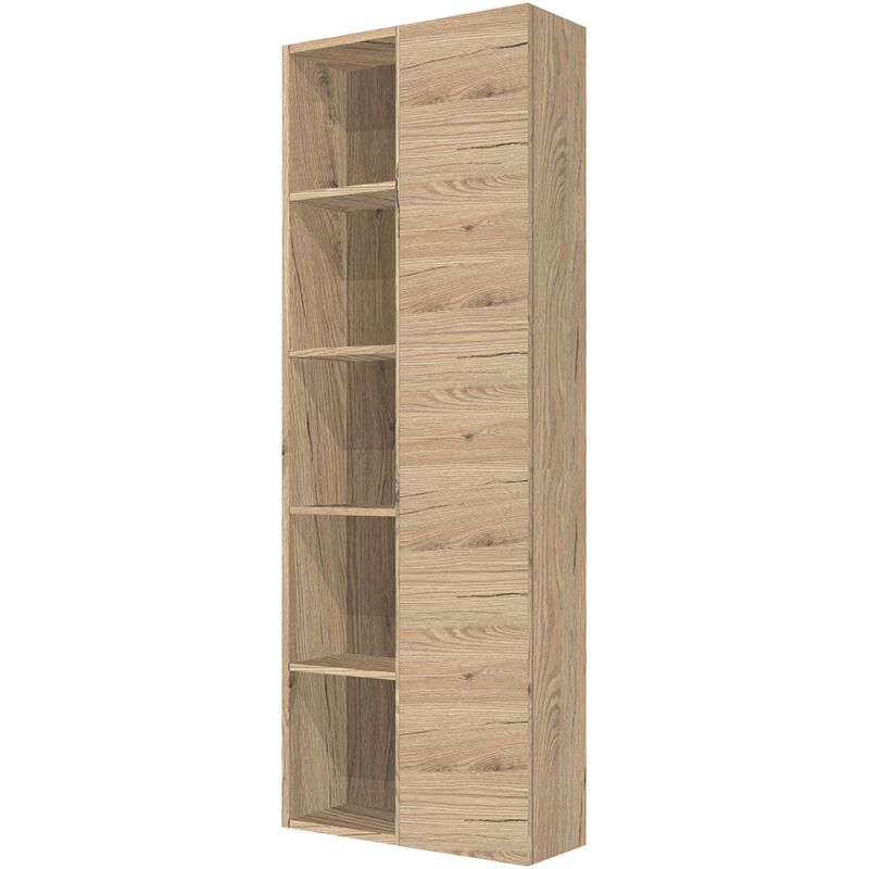 foto del prodotto liberoshopping - colonna sospesa reversibile 60x22 con anta e vani a giorno quercia naturale