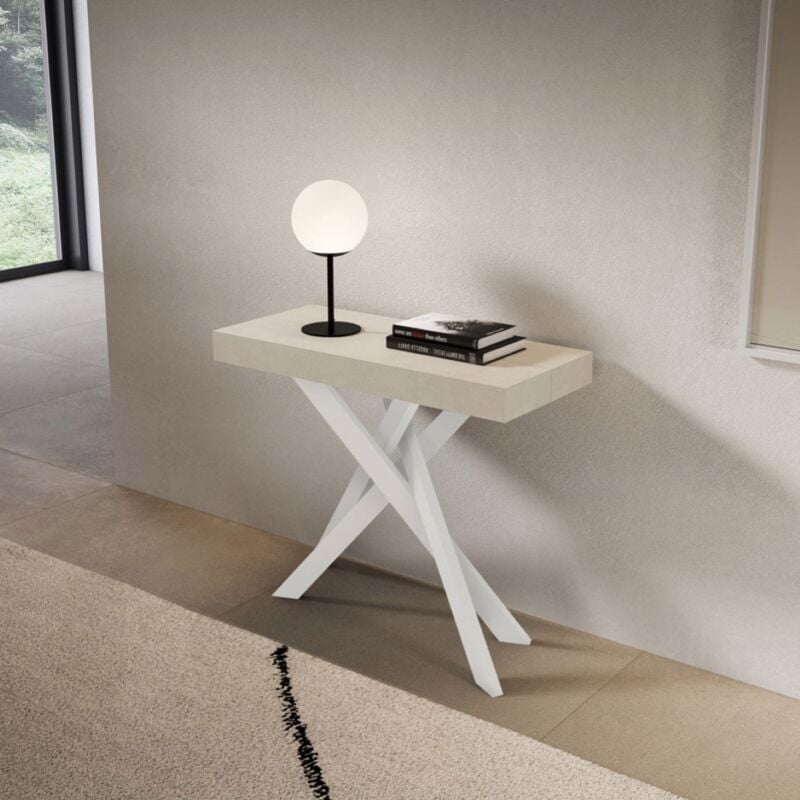 foto del prodotto liberoshopping consolle allungabile libo cashmere gambe bianche 90x40 300 cm