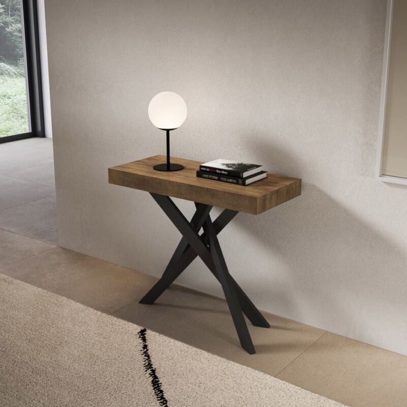 foto del prodotto liberoshopping consolle allungabile libo noce gambe antracite 90x40 300 cm