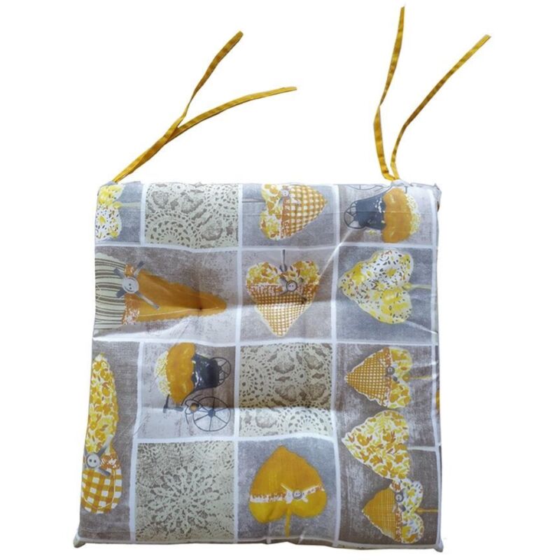 foto del prodotto liberoshopping cuscino coprisedia 4 punti imbottito con laccetti country giallo 2 pezzi