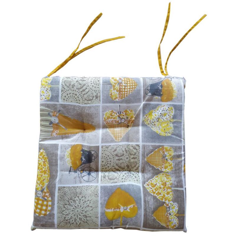 foto del prodotto liberoshopping cuscino coprisedia 4 punti imbottito con laccetti country giallo 4 pezzi