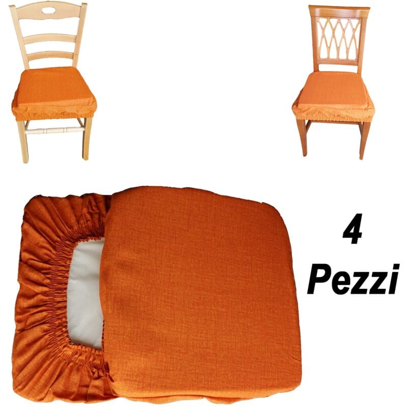 foto del prodotto liberoshopping cuscino coprisedia mollettone imbottito con fascia elastico arancio 4 pezzi