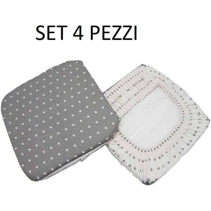 foto del prodotto liberoshopping cuscino coprisedia mollettone imbottito con fascia elastico grigio fant.cuore set 4 pezzi