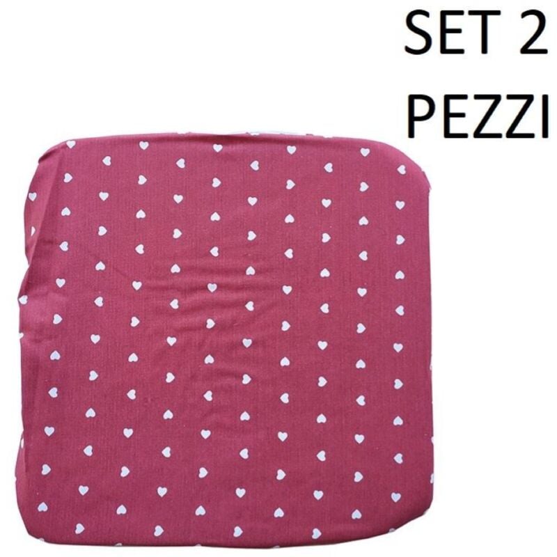 foto del prodotto liberoshopping cuscino coprisedia mollettone imbottito con fascia elastico rosso fant.cuore set 2 pezzi