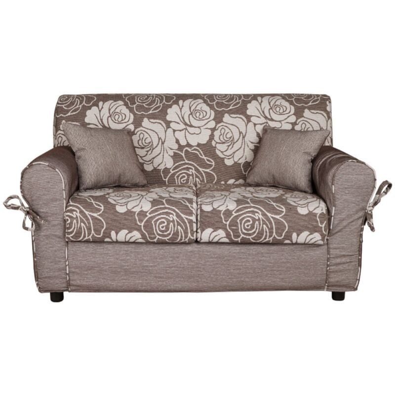 foto del prodotto liberoshopping divano 2 posti in tessuto sfoderabile verona 150 cm marrone fiorato