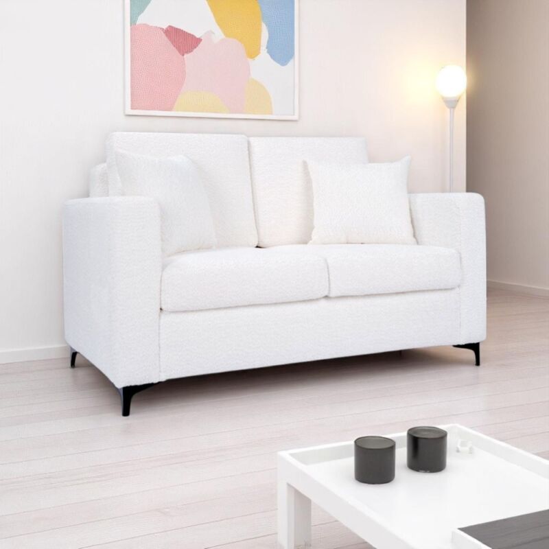 foto del prodotto liberoshopping divano 2 posti tessuto boucle bianco 140 cm kennedy design moderno