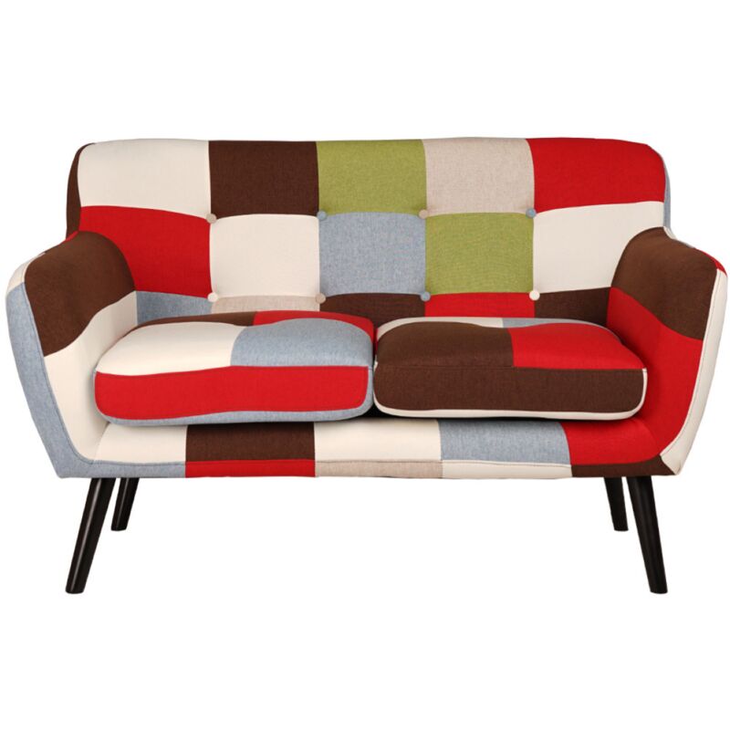 foto del prodotto liberoshopping divano a 2 posti in tessuto patchwork 130 cm con gambe in metallo