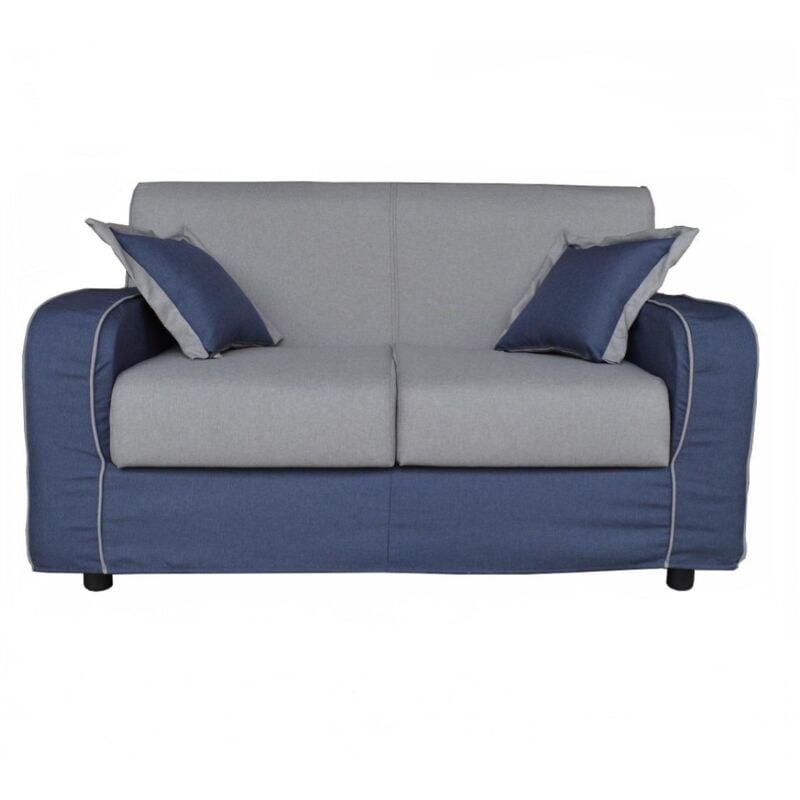 foto del prodotto liberoshopping divano sfoderabile 2 posti 146 cm parigi bicolore grigio e blu