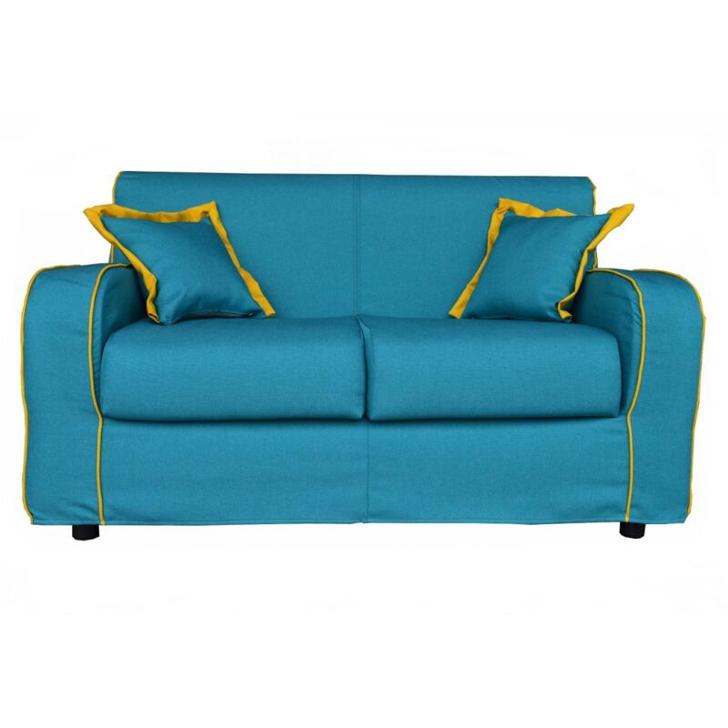 foto del prodotto liberoshopping divano sfoderabile 2 posti 146 cm parigi bordino giallo colore acquamarina
