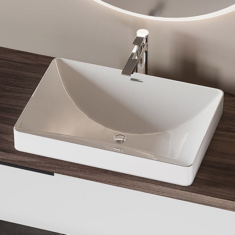 foto del prodotto liberoshopping lavabo a semincasso rettangolare 52x36 cm in ceramica bianco lucido