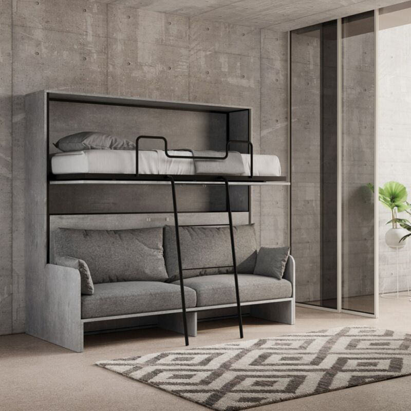 foto del prodotto liberoshopping letto a castello a scomparsa orizzontale dibe sofa cemento 200x103xh191 cm